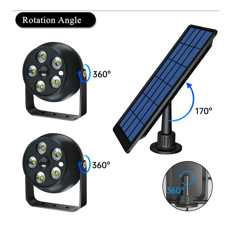 LED Solar Outdoor Lights with Motion Sensor Super Bright  Double-headed High Power Spotlight
