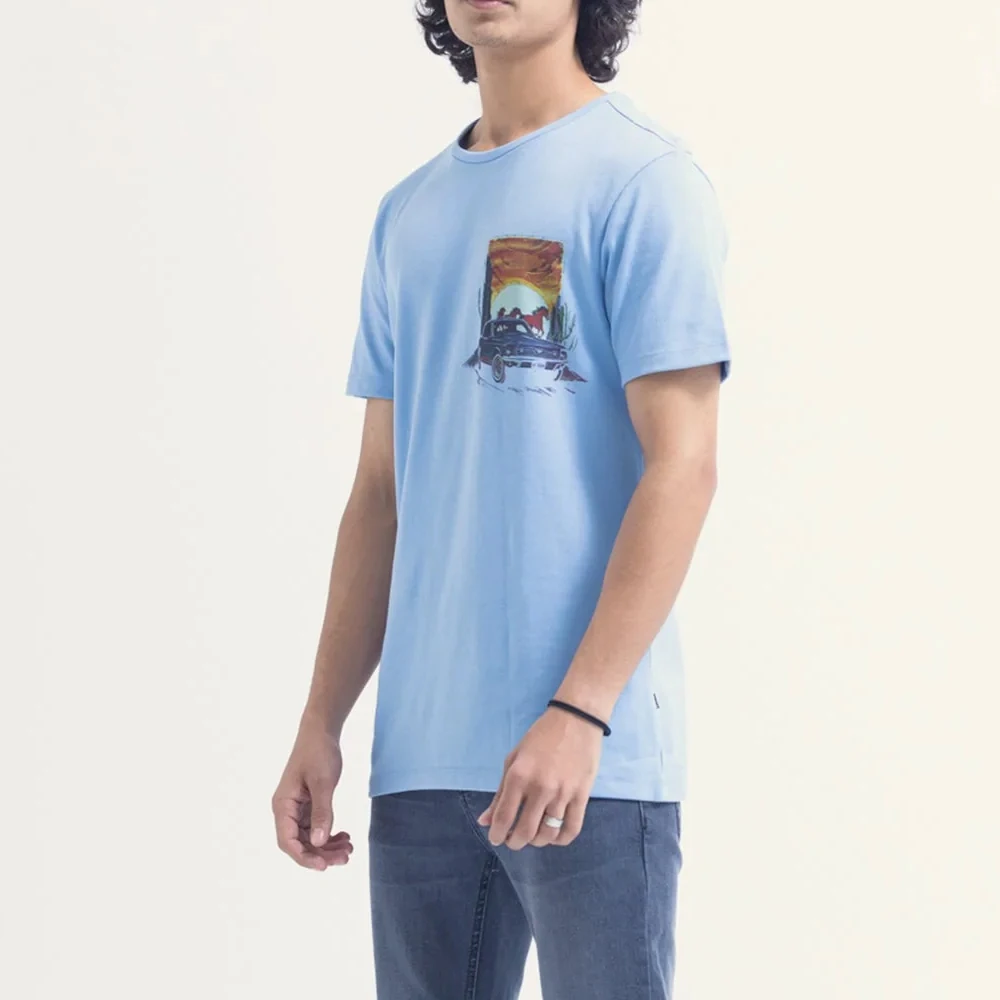 OEM Clothing manufacturers 100% cotton 140gsm lightweight printed brand logo casual t-shirts for men