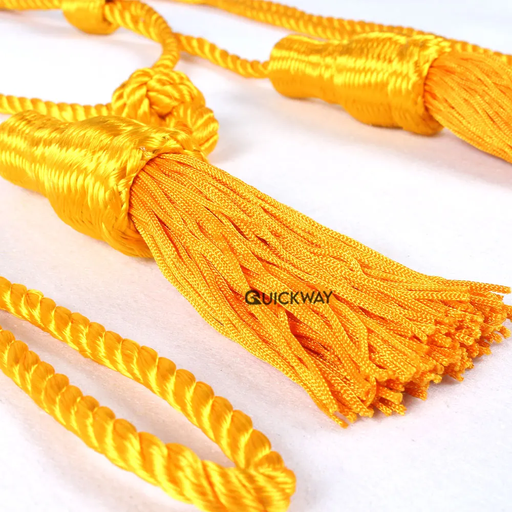Custom Corded Lace Sewing Flat Round Wholesale Bugle cord with tassel Quality Metallic Gold Borlas Bolitas Tassels