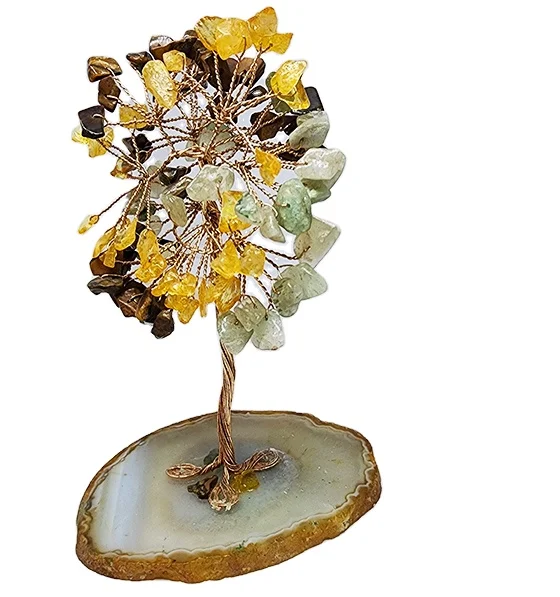Natural Mixed Gemstone Tree With White Agate Coaster Base for Healing Semiprecious Stone Trees for Gift Buy From Amayra Crystals