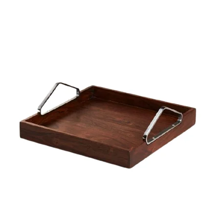 Iron and Wooden Tea Coffee Serving Tray With Finest Quality Round Shape Chocolates at Lowest Price