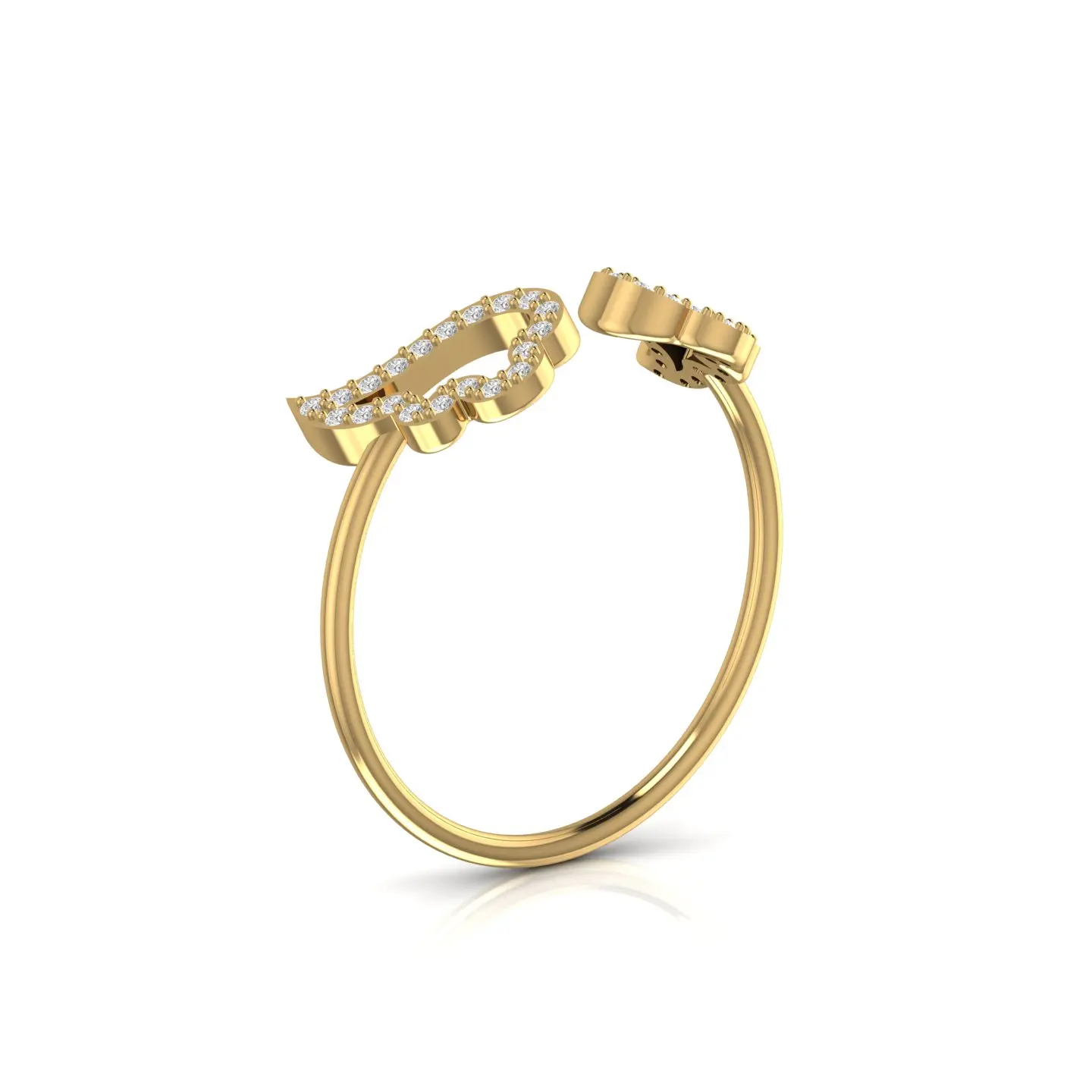 Angel Wings Adjustable Natural Diamond Wedding Ring In 14kt Yellow Gold For Women Fine Real Jewelry Birthday Anniversary Gift