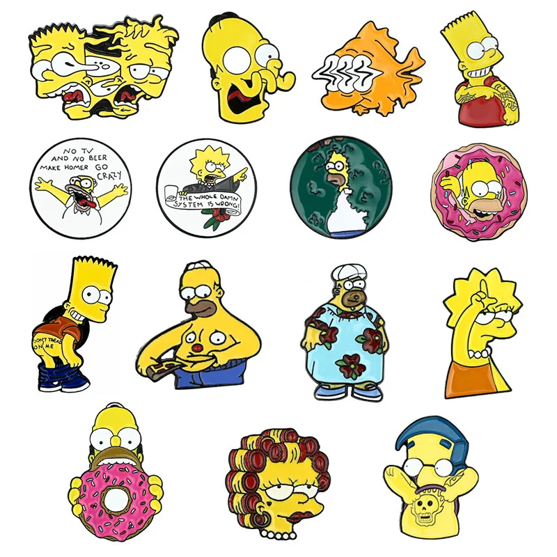 Manufacturing  Custom Metalicos Broches Pin Para Gorras Ename Pins For The Simpsons Hats Screen Printing Cute Funny