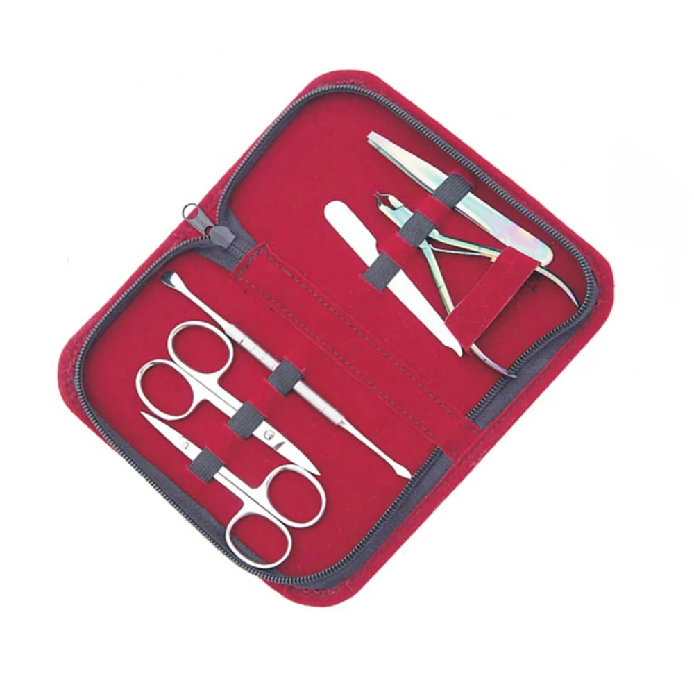 6 Pieces Manicure Instruments Kit Metal Steel And Sharp Blade Nail Clipper Set Beauty Nail Art Tool