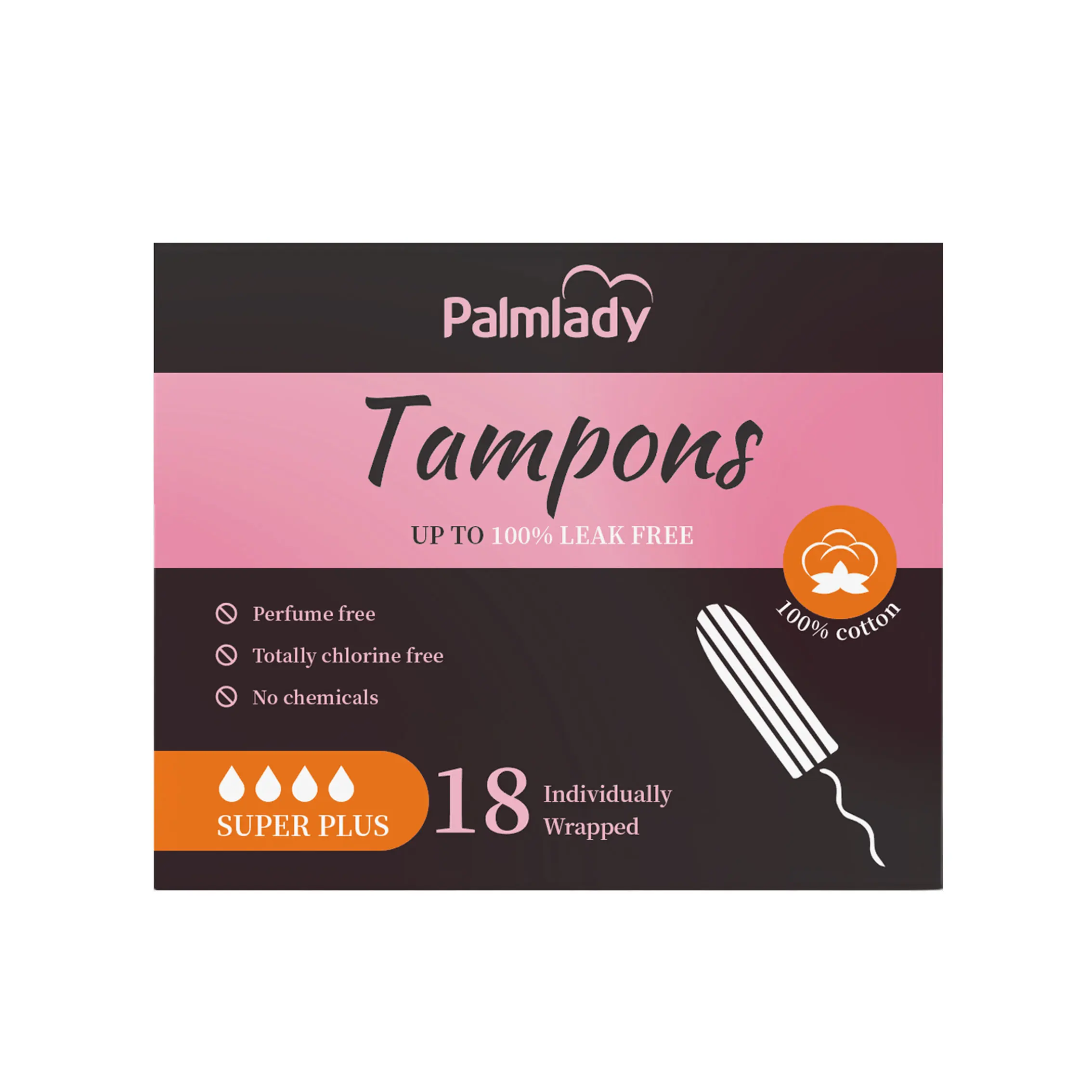 Chlorine Free  Individual Unscented Tampons Palmlady Tampons Sterile Medical Tampons