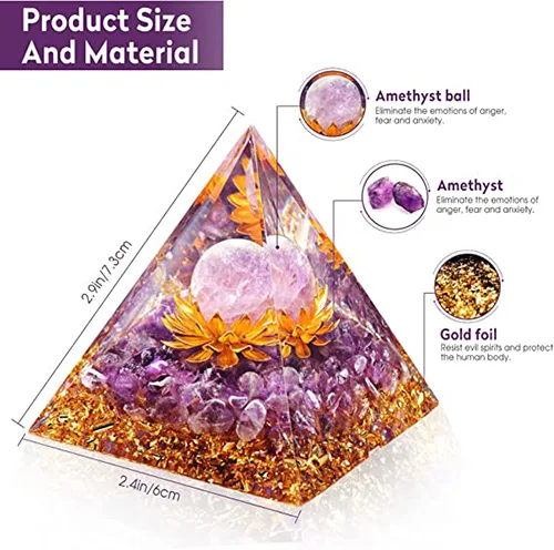 Gemstone Handmade Orgonite Amethyst Crystal Sphere Lotus Pyramid Agate Pyramid For Meditation Buy From Amayra Crystals Exports