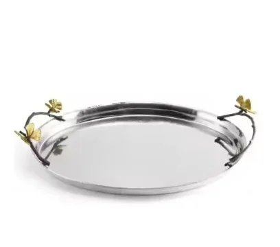 Современный Роскошный дизайнерский антикварный сервировочный лоток оптом поставляет поднос для еды металлический алюминиевый Потрясающие декоративные подносы