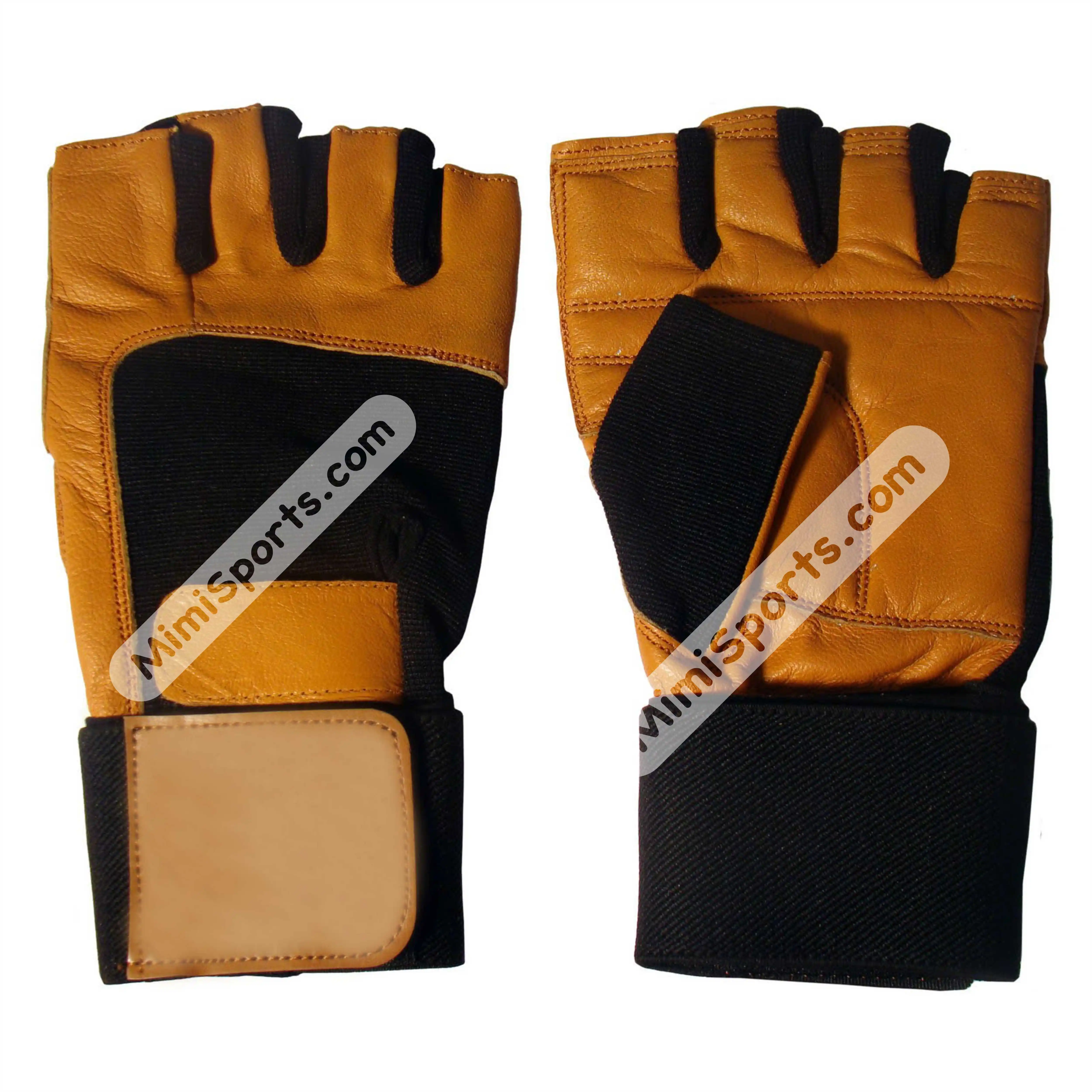 Trending Wholesale Weightlifting Workout Gloves With Wrist Support Custom Fitness Weight Leather Gloves from Pakistan Orange