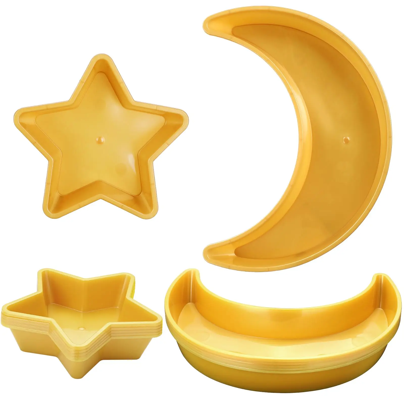 Ramadan Moon Star Dessert Plates Plastic Eid Mubarak Trays Islam Muslim Dinner Plate for Food Storage Container Party Supplies