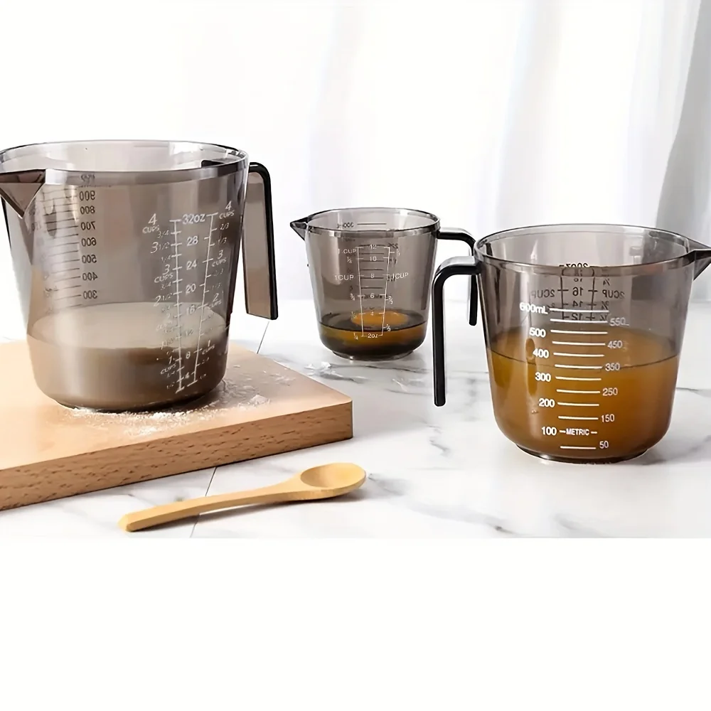 150-1000ml 17*13cm Transparent Brown Kitchen Liquid Double sided Measuring Cup BPA Free Plastic Measuring Cups Set Baking Tools