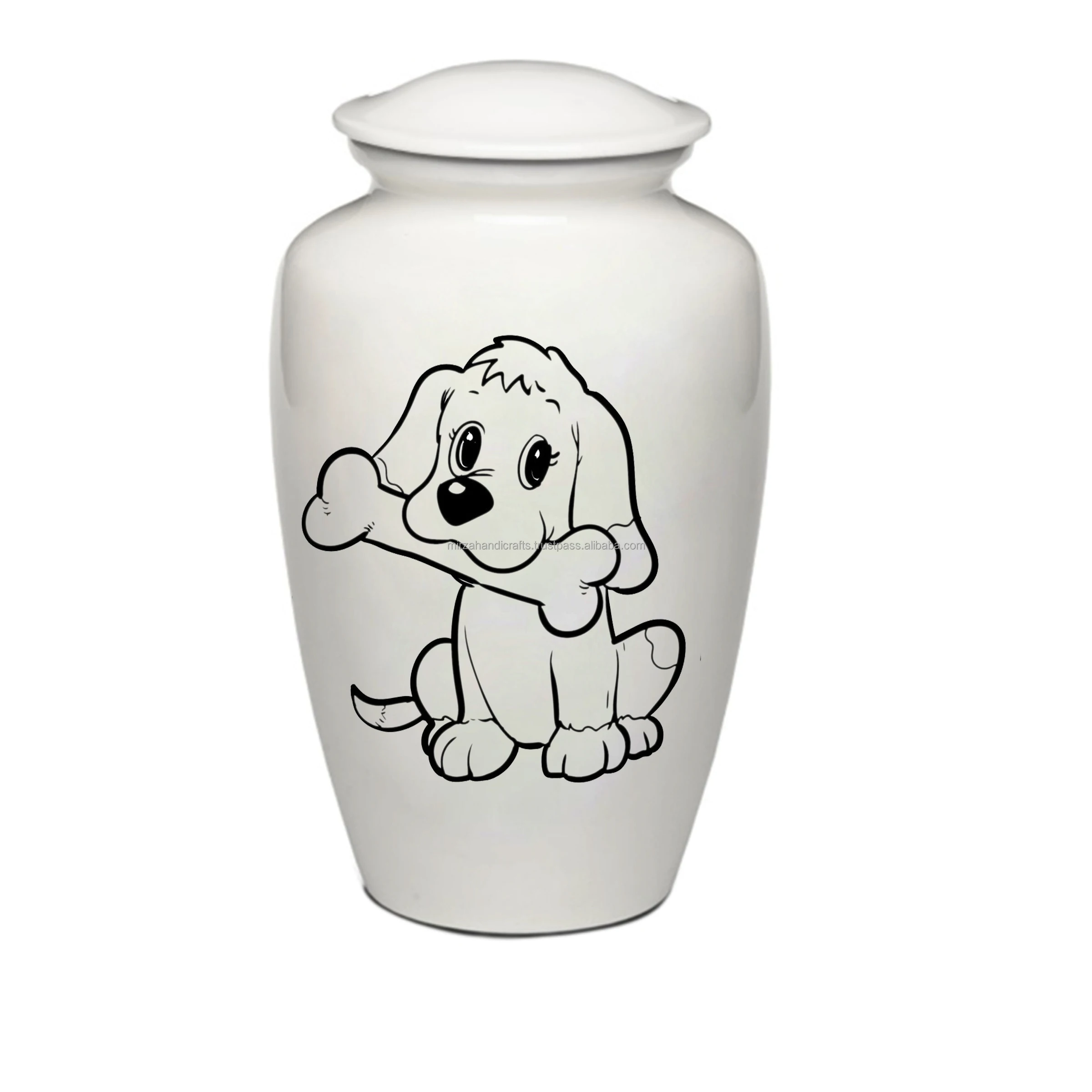 Handcrafted Pet Dog Cremation Urn Cute Bone Puppies Design Urn for Dog Ashes White Classic Custom Price High Quality