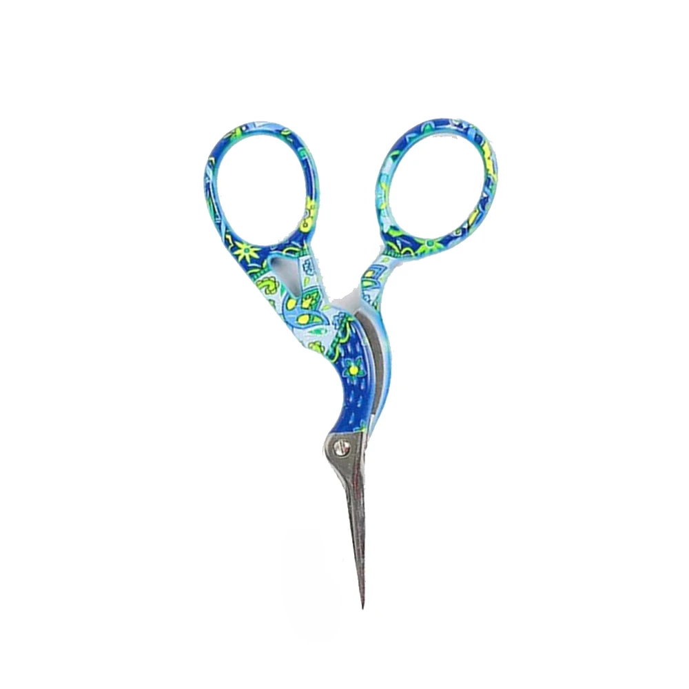 Top Quality Fancy Embroidery Scissors Paper Coated Handle Stork Scissors With Needle Point Mini Scissor For Beauty