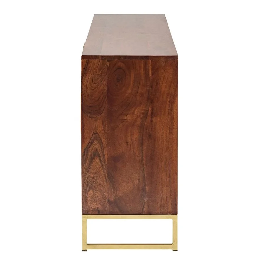 Post Modern Solid Wood Industrial Herringbone Pattern Sideboard Dresser Storage Cabinet 2023 Industrial Living Room Furniture