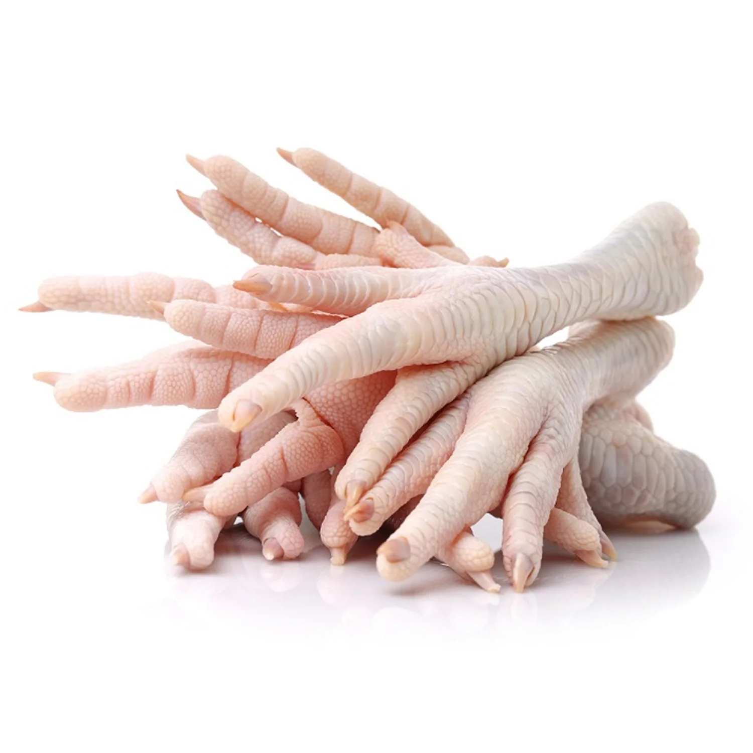 For sale are bulk frozen chicken feet and paws.