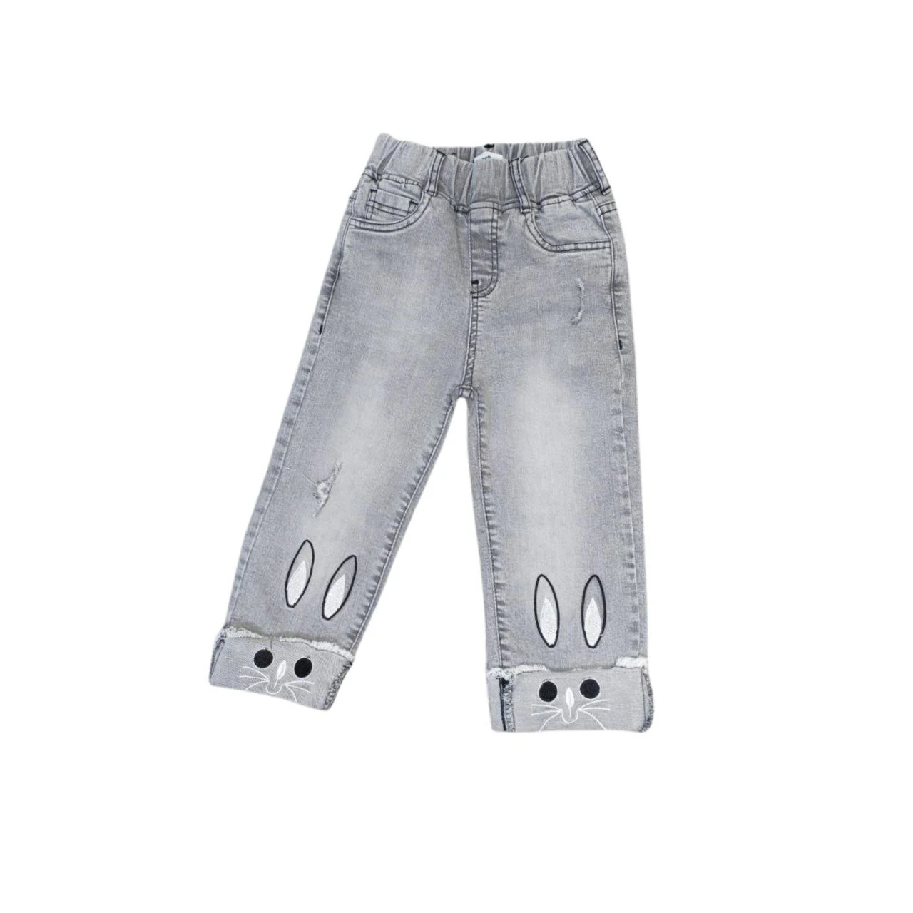 Girls Slim/Skinny Flared Long Pants in White Denim Spring Autumn Style Little Girl Casual Jeans with Wide Leg Straight Style