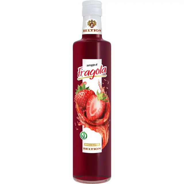 Premium Italian Strawberry syrup 500 ml VEGANOK certified to be diluted for drinks for cocktails or for topping