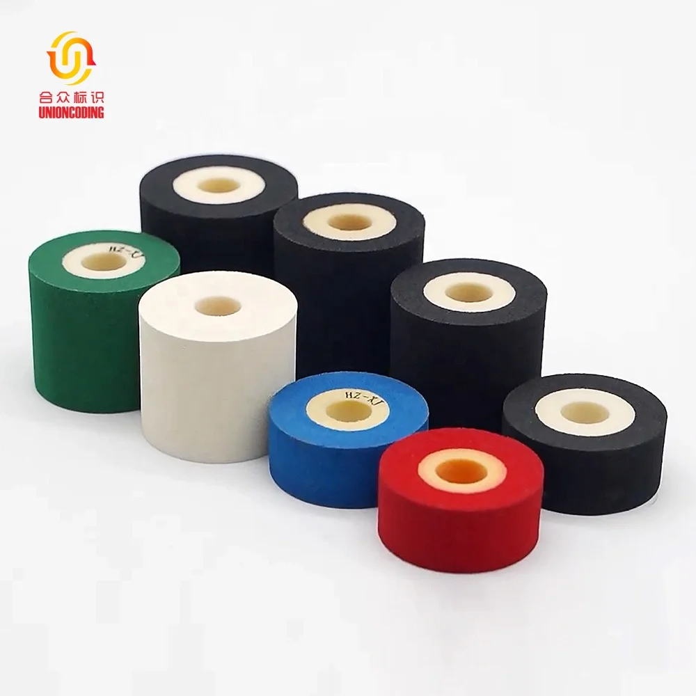 Black 36mm*32mm Hot Melt Ink Roller / Hot Ink Roll For Automatic Batch Coder