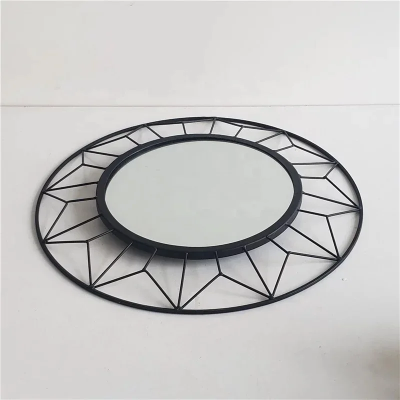 Wholesale Nordic Luxury Round Metal Mirror Frame Livingroom Furniture Antique Modern Bathroom Glass Decorative Framed Mirror