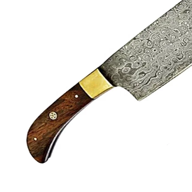 High Quality Custom Handmade Japanese Damascus Steel Kitchen Chef Knife Stainless Meat Vegetable Cutting Knife Leather Sheath