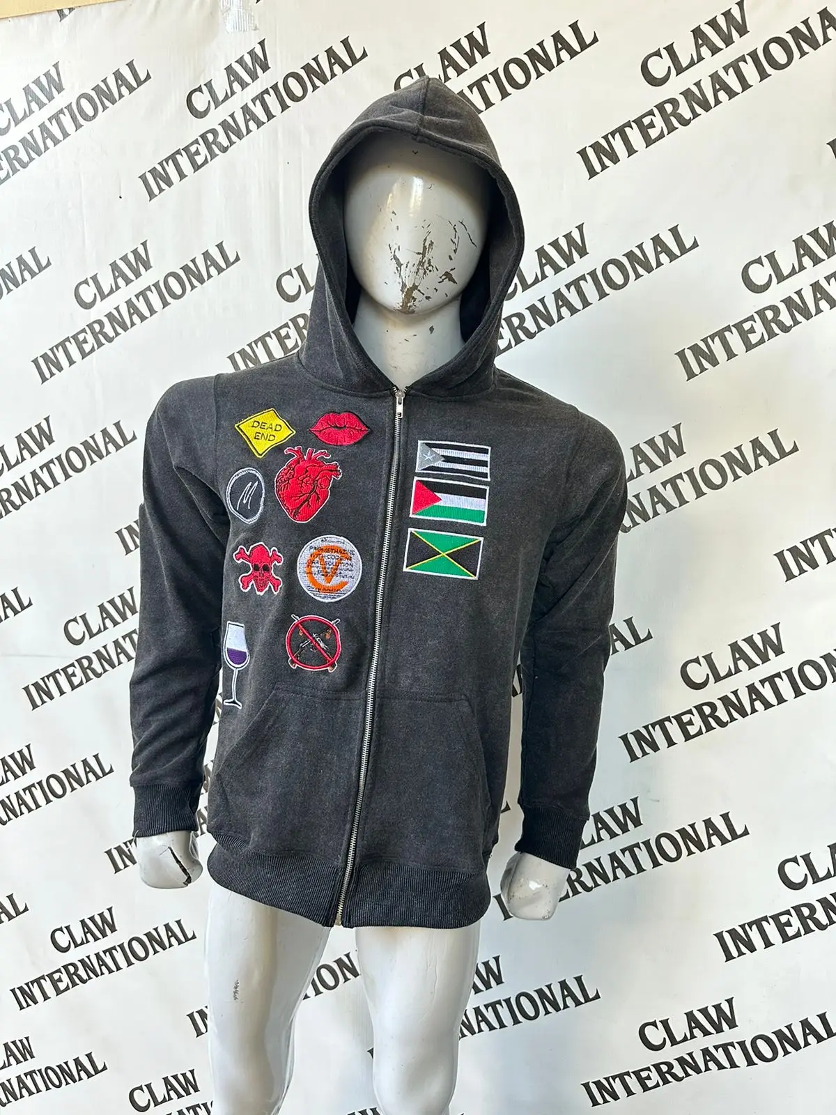 Custom Clothing Manufacturers Private Label Cropped Heavyweight Vintage Distressed Embroidery Patch Acid Wash Hoodies For Men