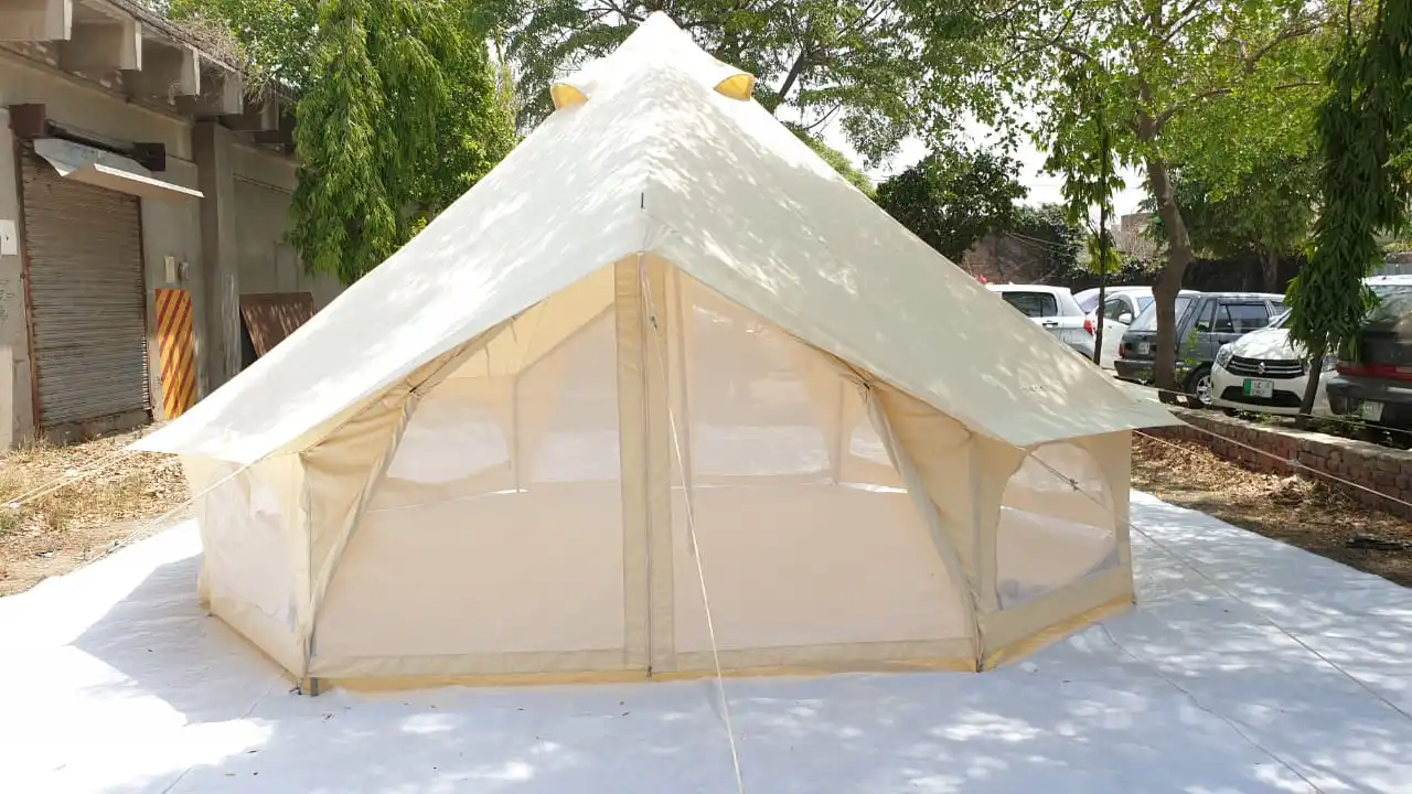 Glamping Waterproof Inflatable Tent Cotton Canvas Bell Tent For Outdoor Camping Luxury 5m Glamping Bell Tent Canvas