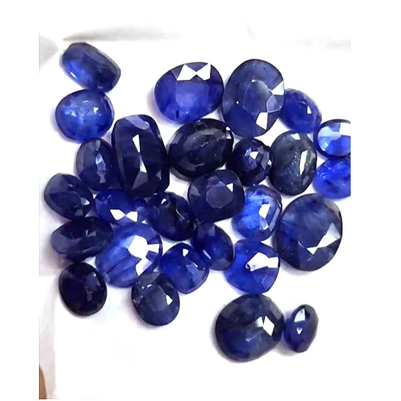 27 Pcs of Bangkok Blue Sapphire 8mm to 15mm Oval cushion facet 126 cts lot Iroc Sales glassfilled heated sapphire Gemstone cut