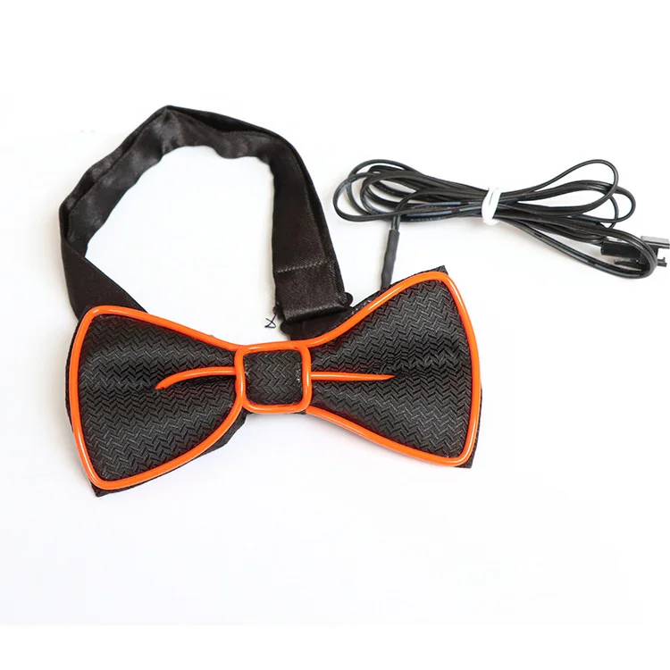 Amazon Best Selling Party Christmas Rave Light Up El Wire Necktie Multi Color Flashing Light Up Bow Tie