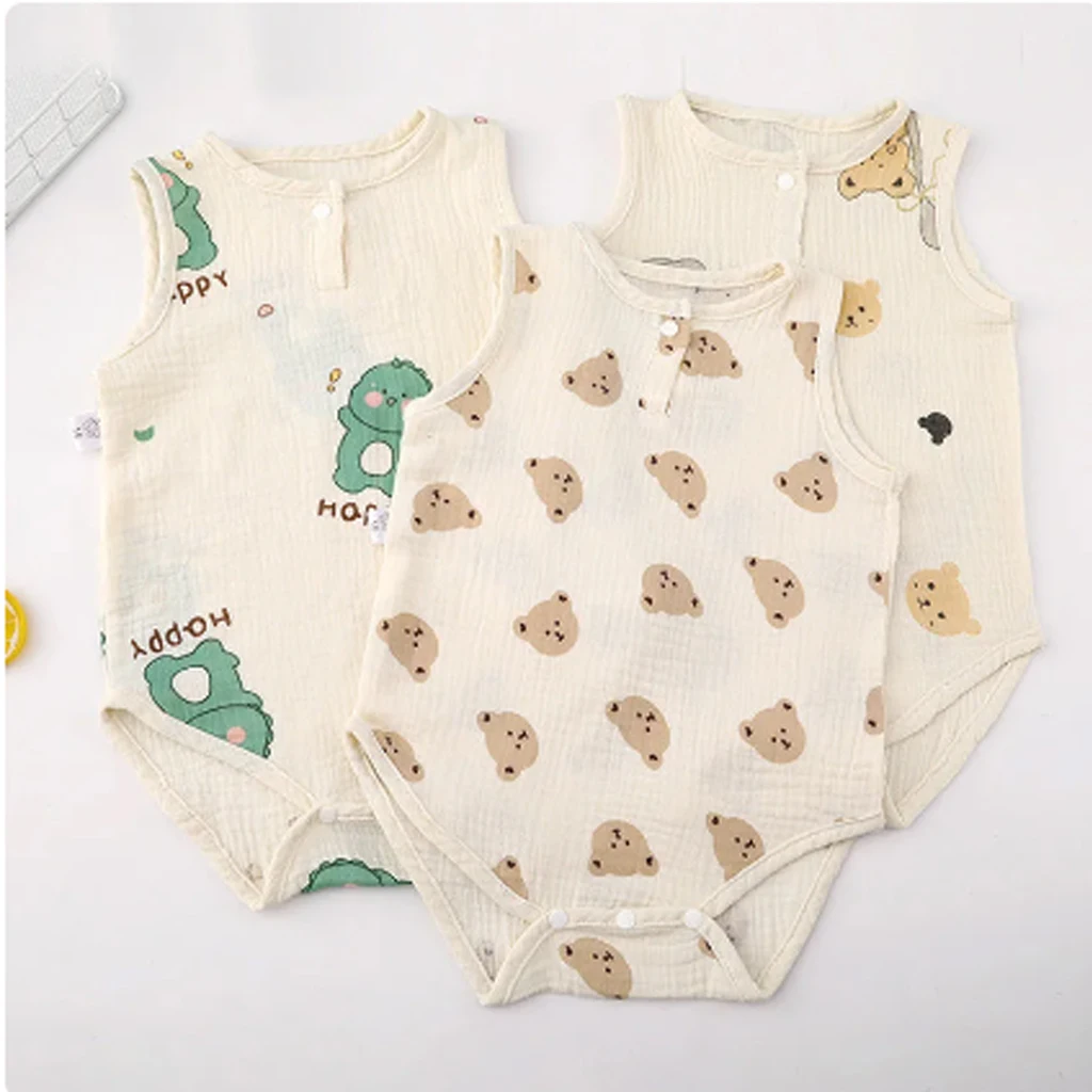 Summer baby home suit Bodysuit cute cartoon bear rabbit boy girl boy climbing pajamas slim newborn kids sleeping clothes