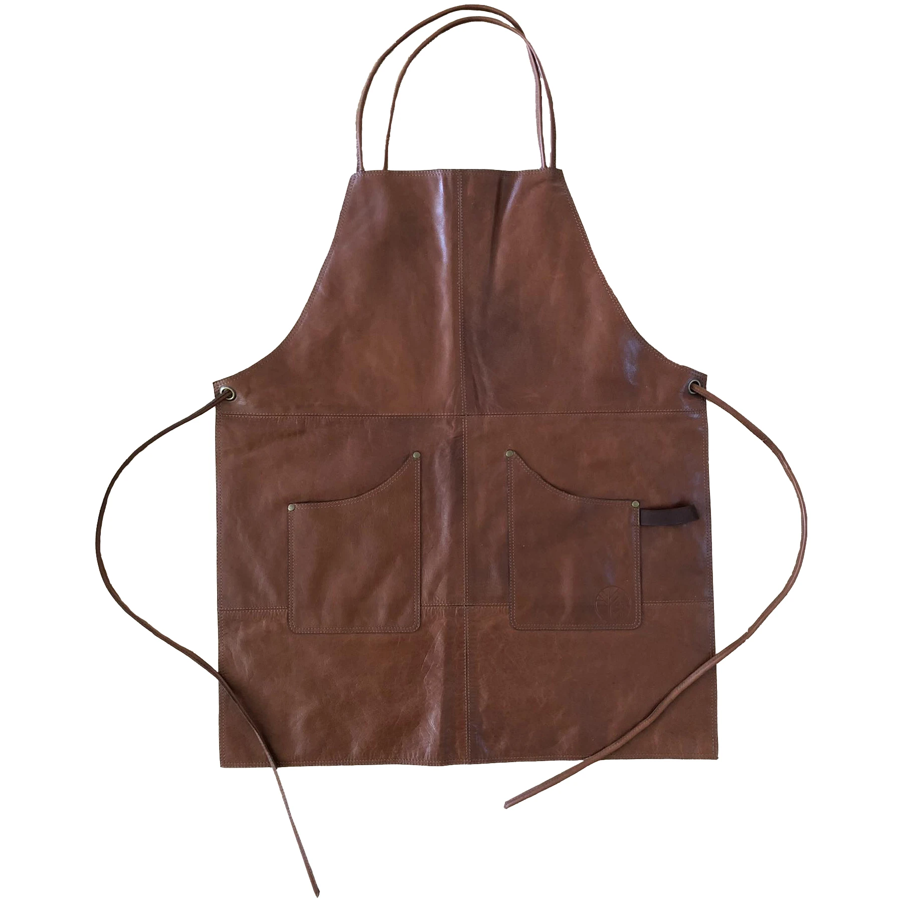 Wholesale New Design Eco-Friendly Leather Material Brown Adjustable Leather Apron With Pockets.