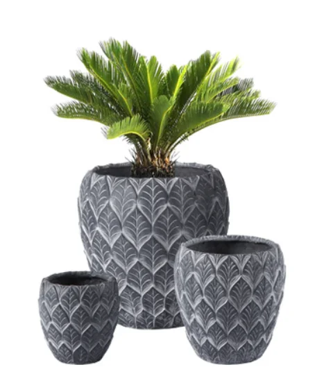 Round leaf pattern PC 17155 extra large floor-standing flower pot deep high pot living room large new Nordic