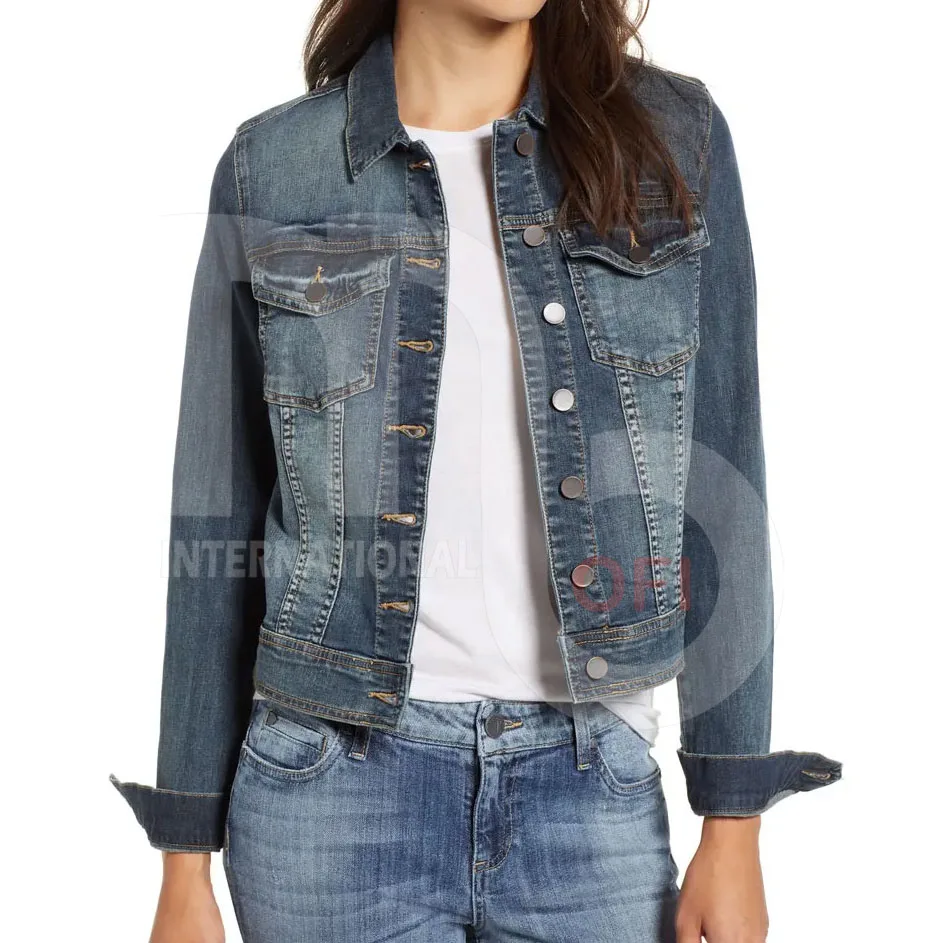 Long Sleeve Coat Schoolgirl Light Blue Loose Jacket Women Beaded Jean Denim Jacket Diamond Long Sleeve Coat