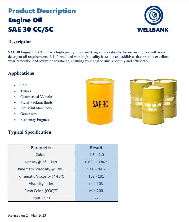 Sun Shine SAE30 CCSC Spec