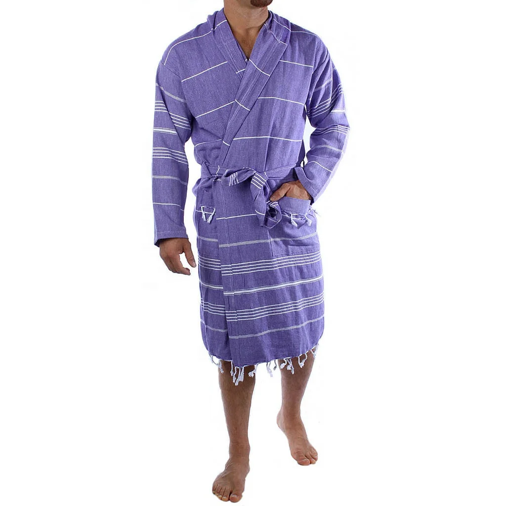Pure Series High Quality Unisex Turkish Cotton Bathrobes for Women Men Hotel Robes Custom  Logo Packing Luxury Sleepwear Robe