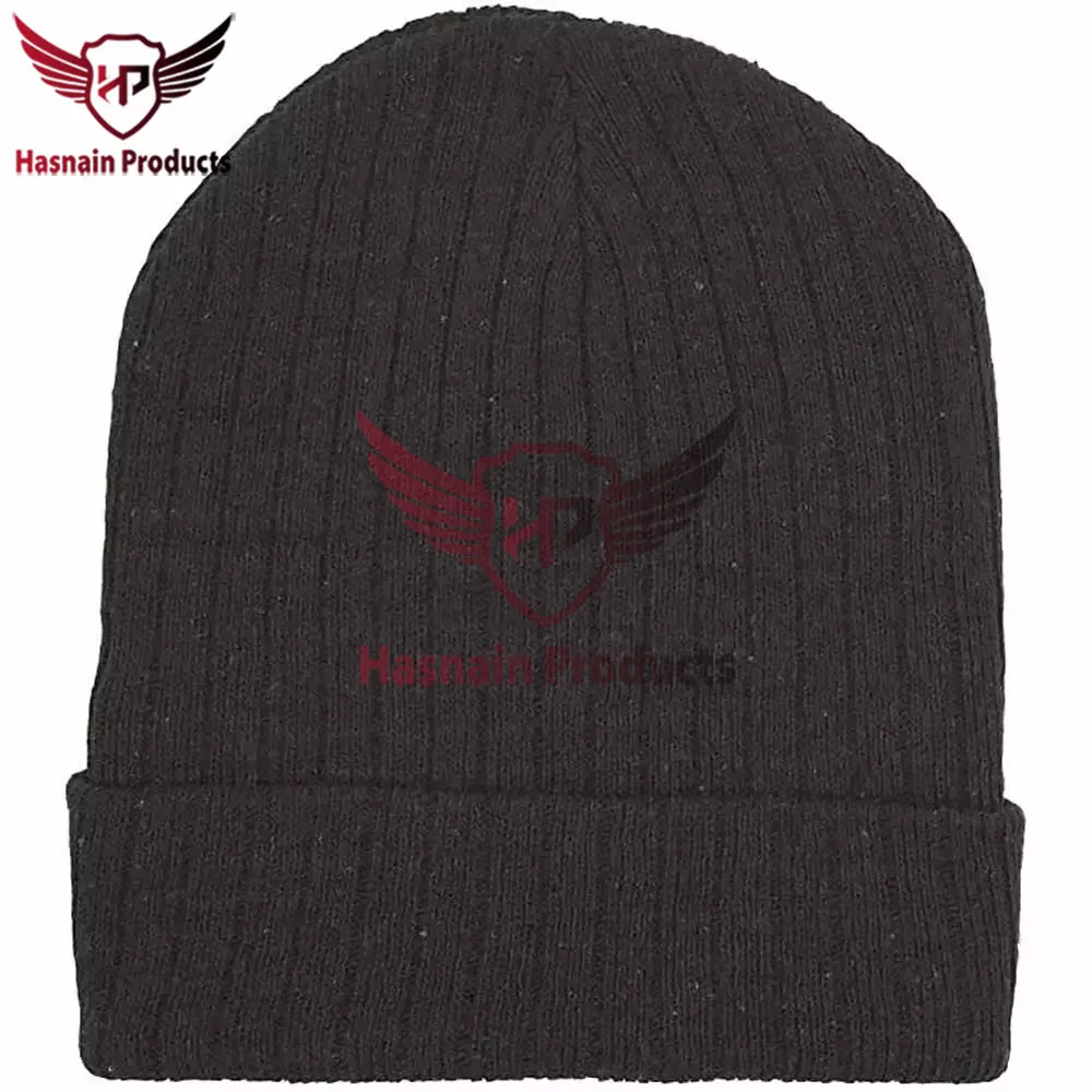 Premium Quality Custom Embroidered Logo 100% Acrylic Cotton Wholesale Winter Knit Beanies-Cap Unisex Adult Knitted Beanie Hat