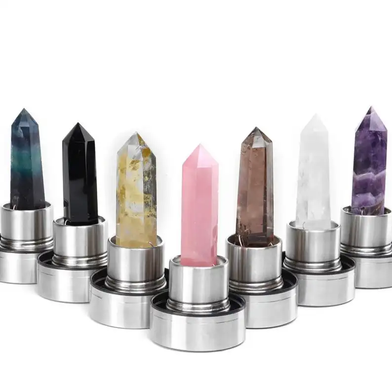 2023 Top Quality Healing Energy Crystal Glass Water Bottle Crystal Infused Elixir Water Bottle, rose quartz mooss agate bottle