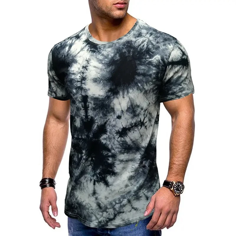 New Products Streetwear Hip Hop Clothing Plain No Brand Men Short-Sleeved Tie Dye T Shirt For Sale OEM Service Customized
