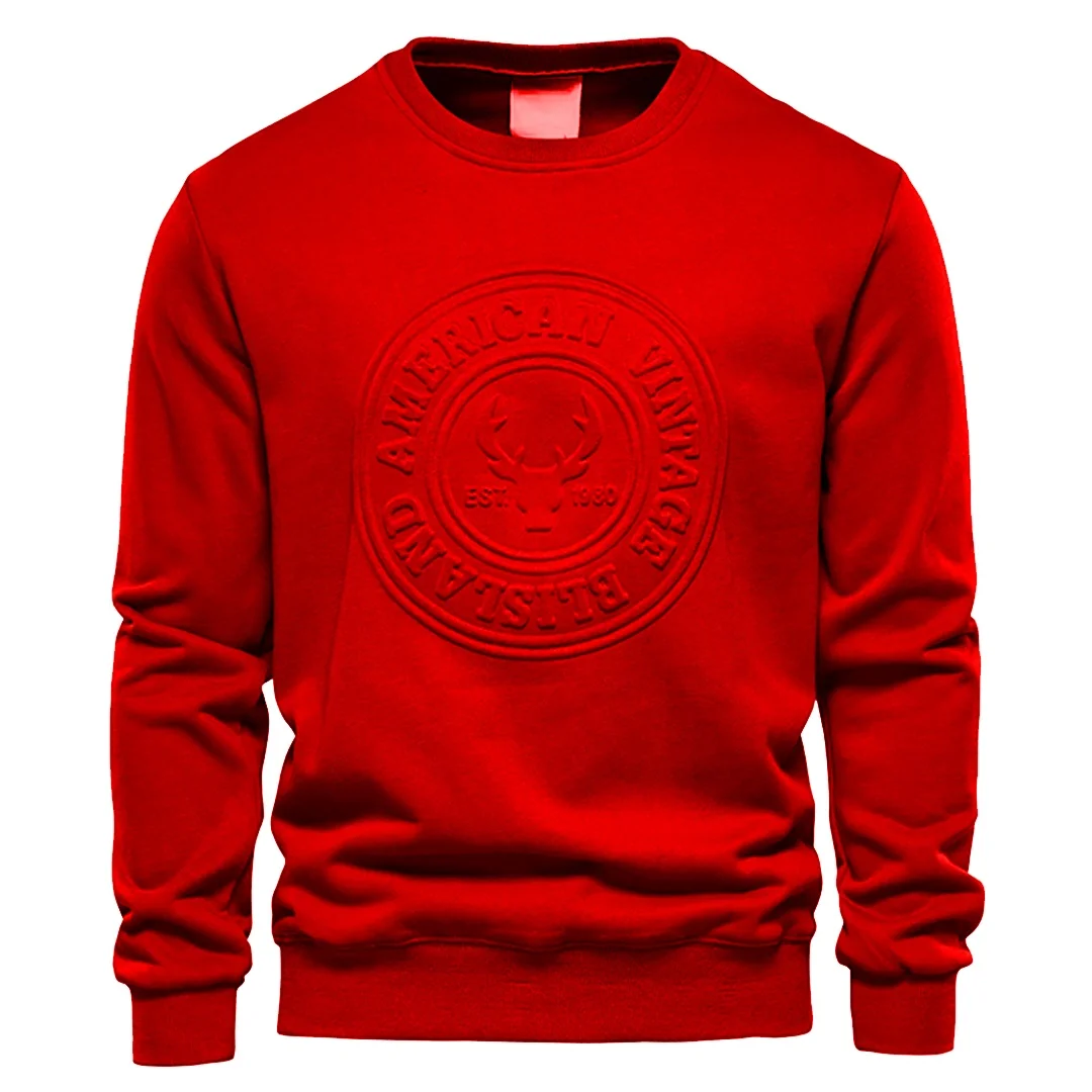 3D embossed custom logo plus size regular loose fit gym mens pullover cotton sweatshirts jumpers