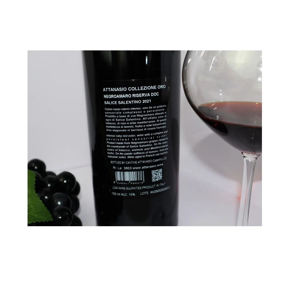 Bottle weight origin dry good shelf content packing wine store Attanasio Colleczion Oro Riserva - DOC from Italy