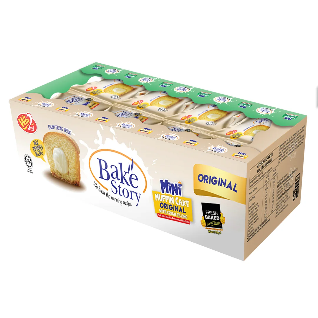 Win2 Bake Story Mini Muffin Cake Original Flavored with Cream Filling 320g Perfect for any party or special occasion