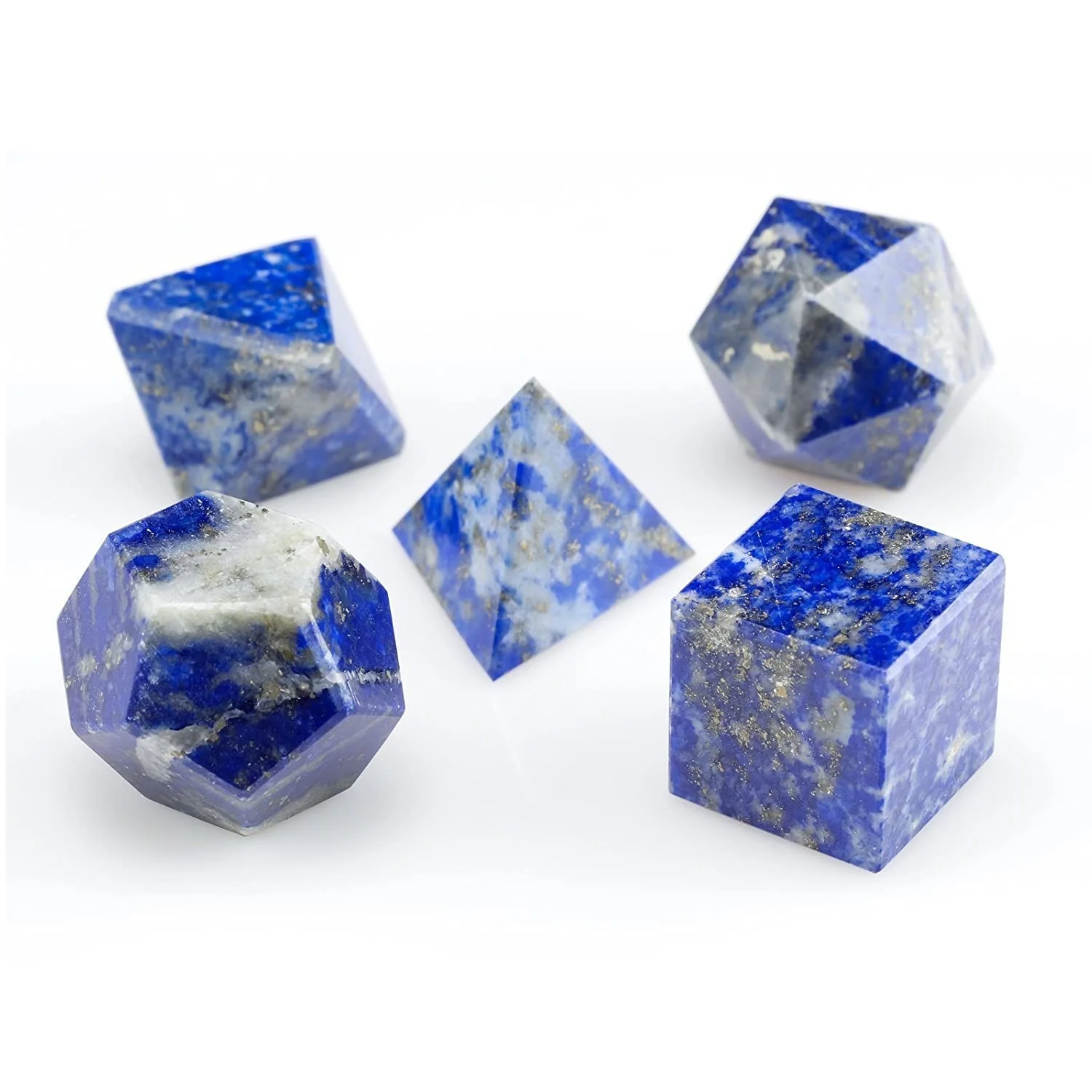 Sacred Geometry Set Lapis Geometry Platonic Wholesale Gemstone Geometry Set With Wooden Box Direct Factory Price Crystals Supply