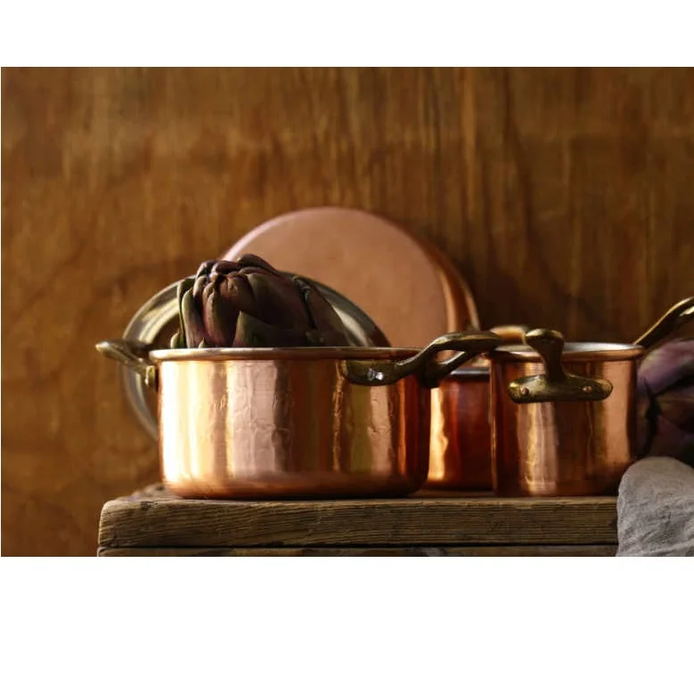 Indian Handcrafted Cookware Soup Milk Steak Frying Pots Copper Cooking Pot and Pan Cookware Sets Non Stick