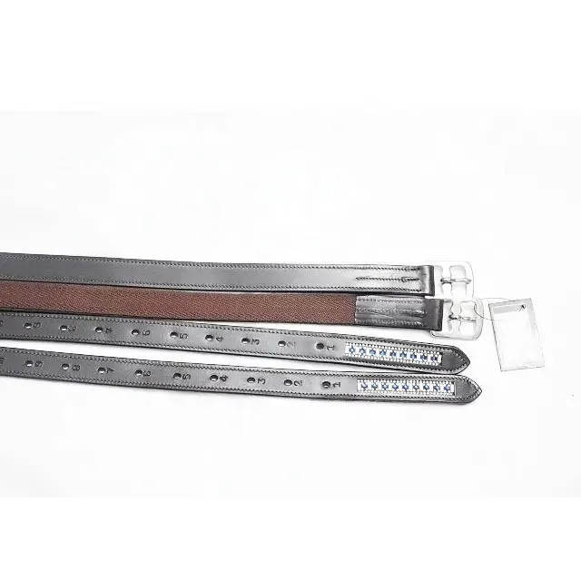 Horse English Saddle High Quality Drum Dyed Leather Stirrups Leather Strap with Rhinestones horse equipment