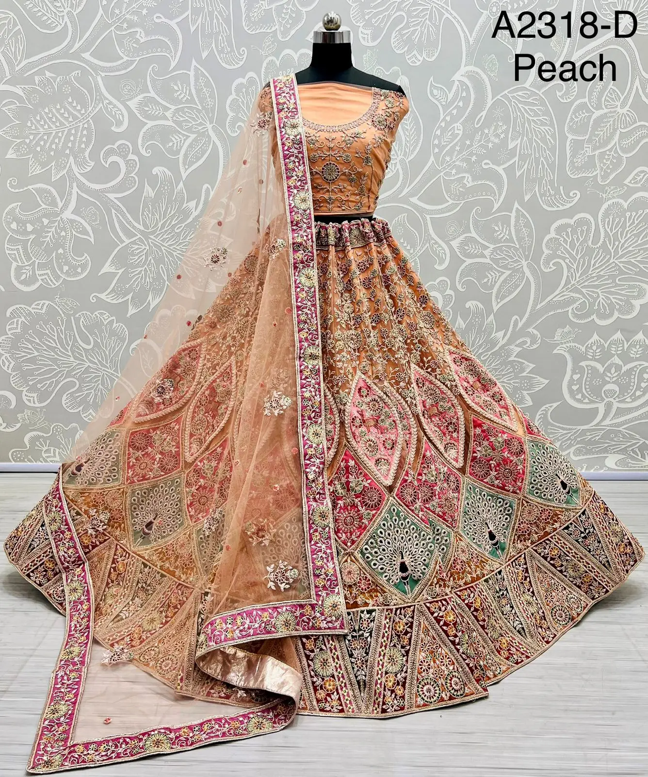 Разноцветный Свадебный классический цветочный оттенок Lehenga Choli украшенный вручную яркий оранжевый Dupatta оптовая продажа онлайн купить