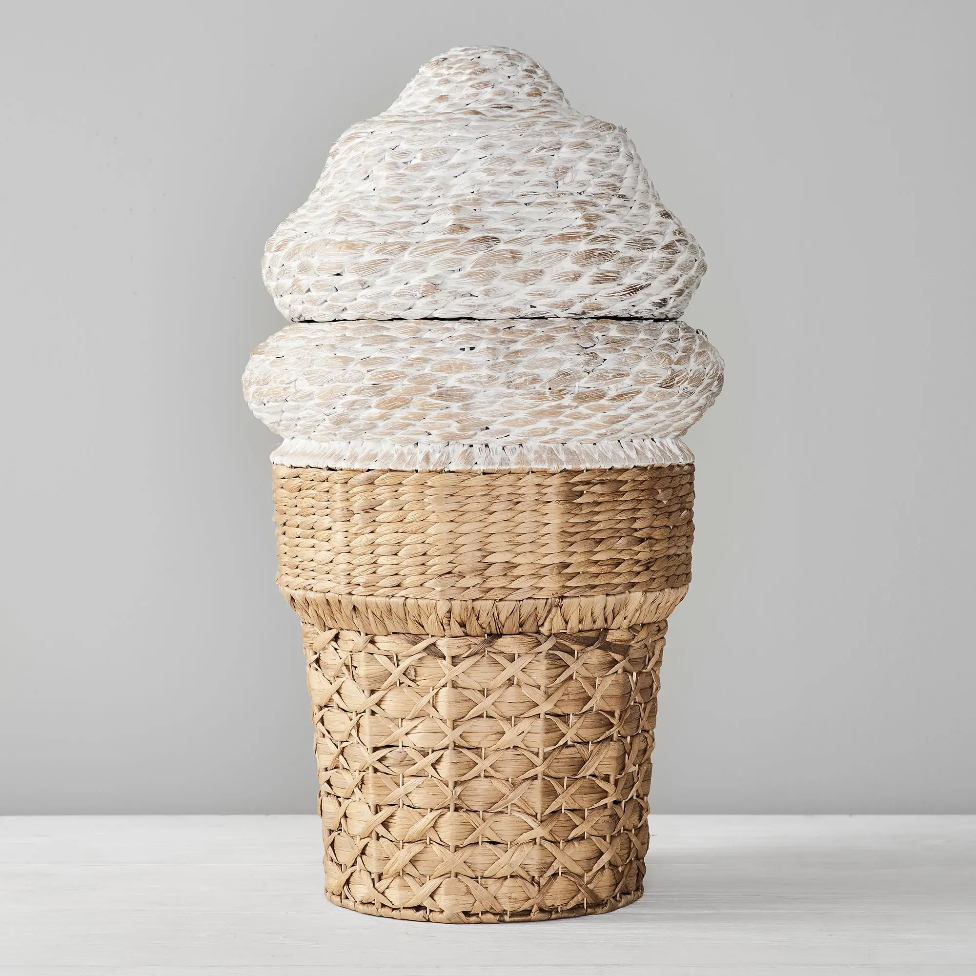 New Choice For Kids Water Hyacinth Ice Cream Cone Hamper Storage Basket for Kids Eco Friendly Kids Toy OEM in Vietnam Factory