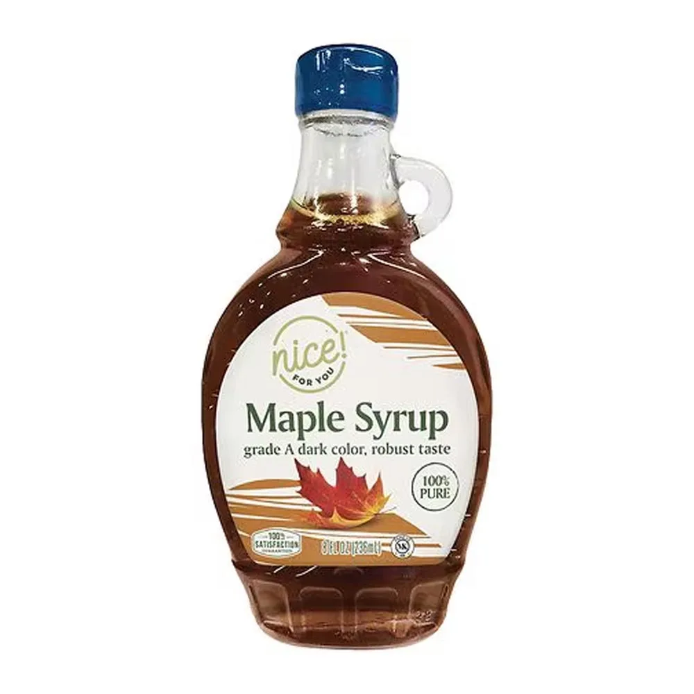 wholesale 170ml 370ml 500ml Maple Syrup Bottles Glass Maple Syrup Bottles with Loop Handle with Black Ribbed