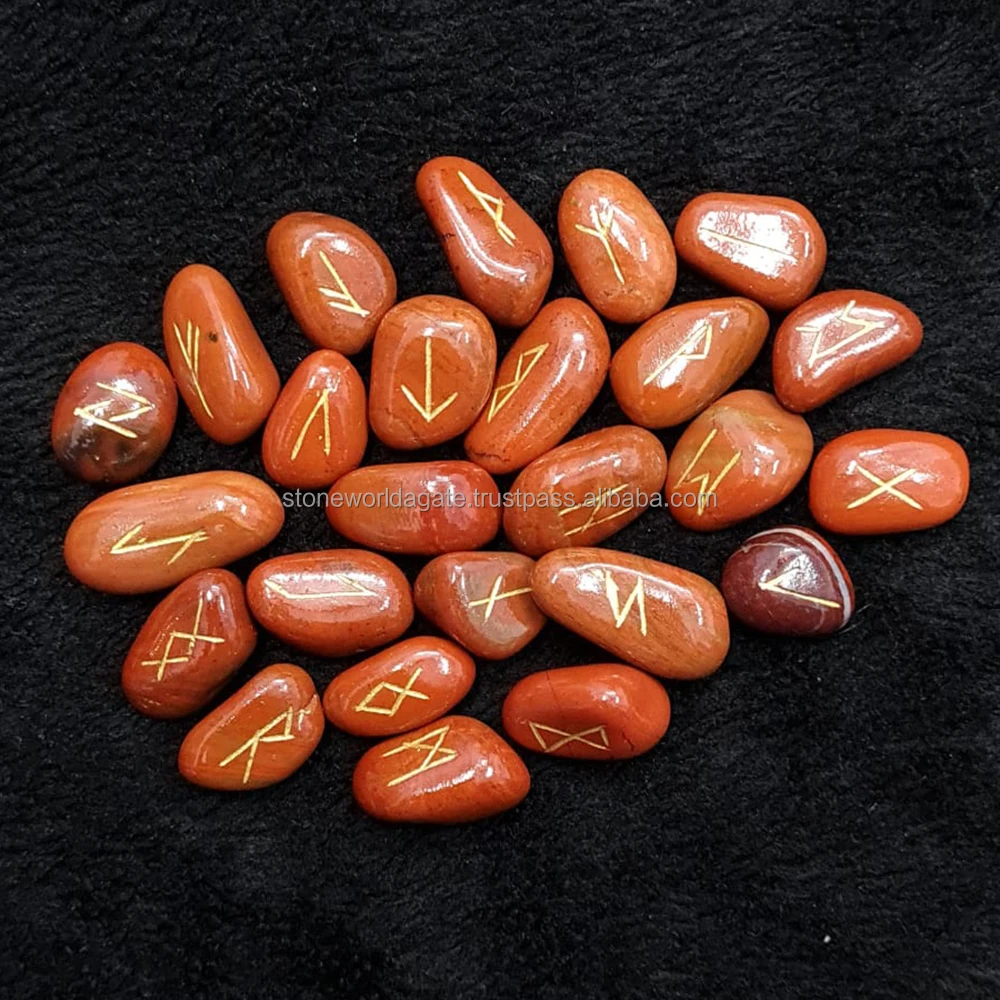 Wholesale Crystal Rune Set Clear Quartz, Tiger Eye Moss Agate, Obsidian, Carnelian Healing Crystal Tumbled Rune Set For Sale