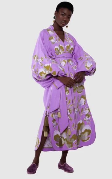 New Exclusive Floral Embroidered Folk Ethnic Ukrainian Long Balloon Sleeves Ethnic Ukraine Dresses