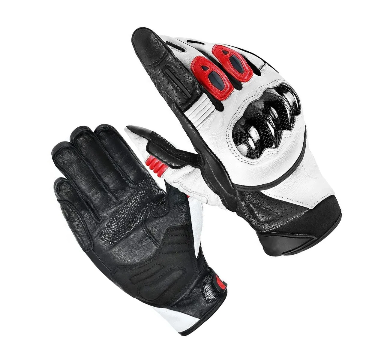 High Quality White Genuine Leather Motorcycle Gloves black Road Racing Motorbike Glove winter and spring