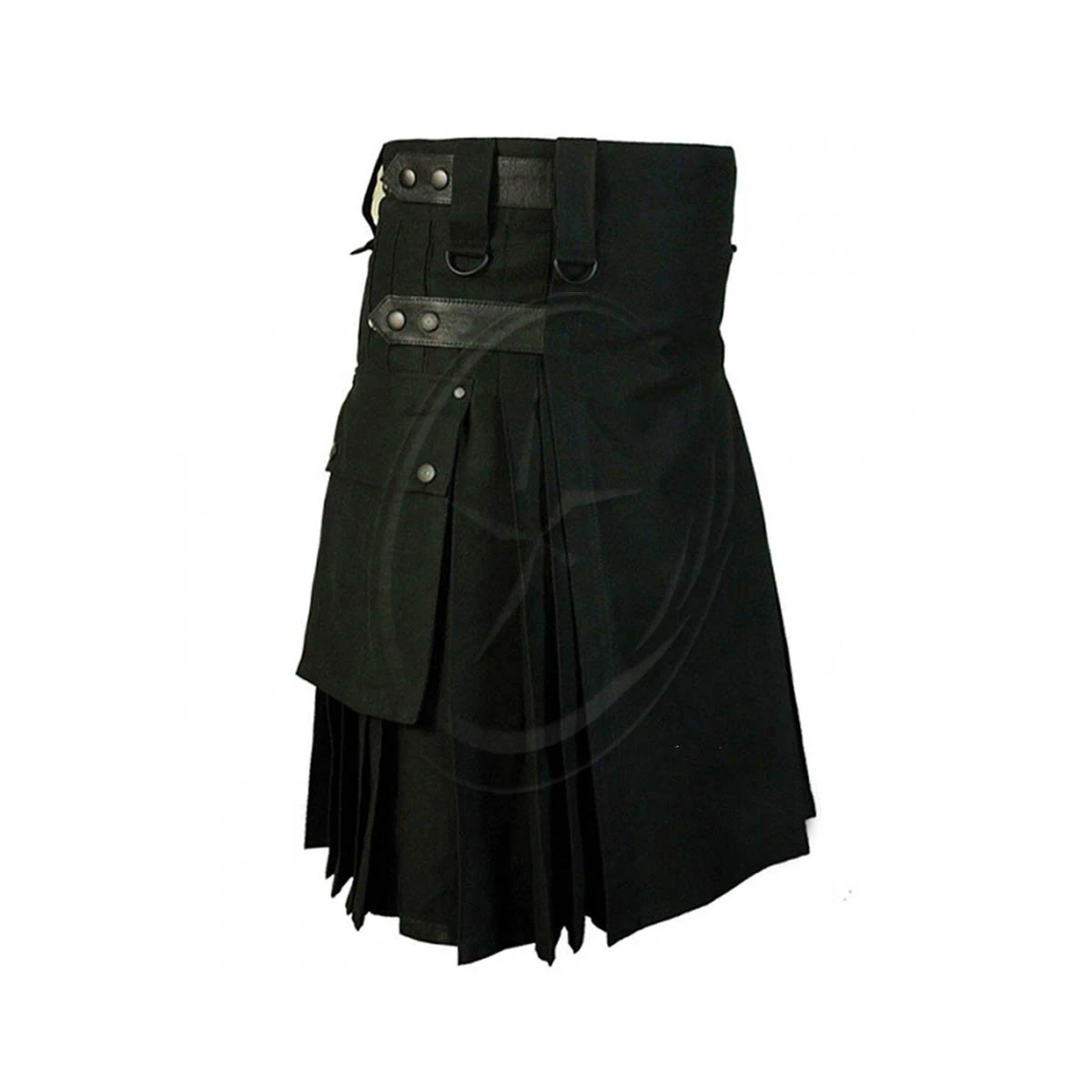 Vintage Style Pocket Kilts Solid Color Unisex Fashion Irish Kilt  Camo Metal Straps Utility Kilts