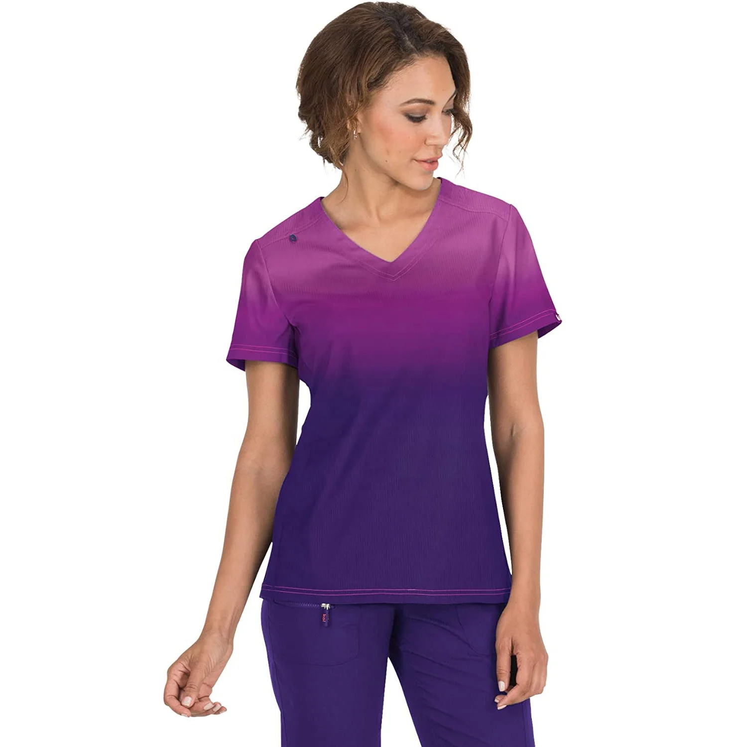 Zip Pocket Scrub Top for Women Uniform Set Jogger Scrub V-Neck Top Men Women Nursing Medical Workwear